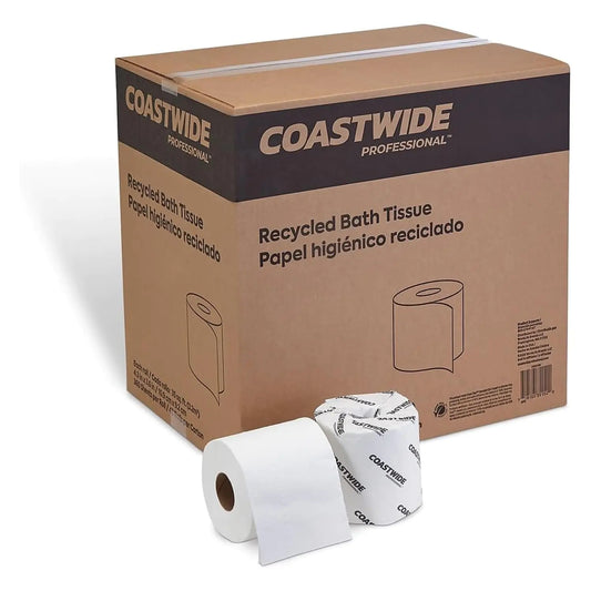 Coastwide Recycled Toilet Paper Rolls 2-Ply 350 Sheets Per Roll (48 Individually Wrapped Toilet Paper Rolls Per Carton)