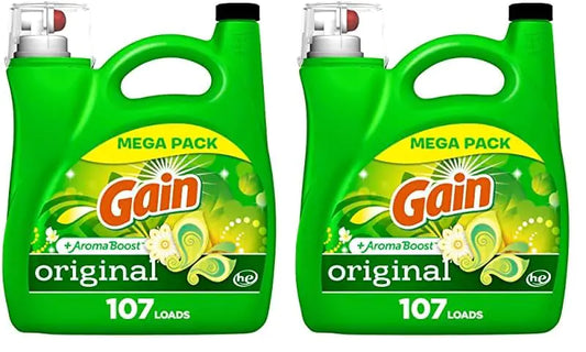 Gain + Aroma Boost Liquid Laundry Detergent Original Scent 107 Loads 154 oz HE Compatible (Pack of 2)